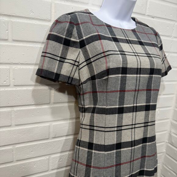 Barbour NWT Winter Tartan Glen Dress Charcoal Gray Wool Plaid Shift Sz 6 Holiday - Picture 5 of 16